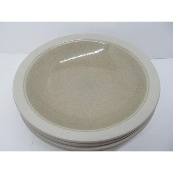 Mikasa Stone Craft CF-404 Sand Piper Set Of 4 Yellow/Green 8" Soup Bowls VGC - Picture 3 of 6
